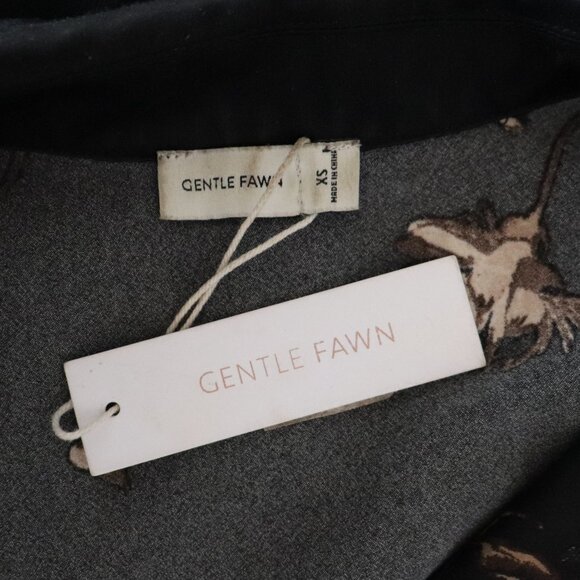 NWT Gentle Fawn Satin Black XS Simone Luxe Floral Buttoned V-Neck Office‎ Blouse - Picture 11 of 14